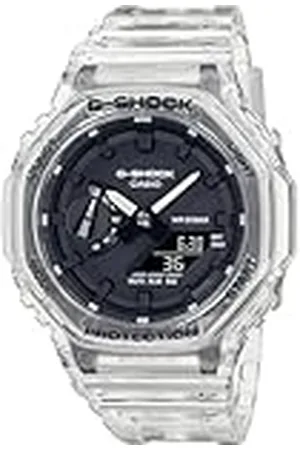 Casio Reloj Cuarzo Hombre 48.00mm con dial Digital Negro y Correa de Plastic/Resin Bracelet Transparente GA-2100SKE-7AER