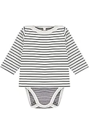 Petit Bateau Body marinero de manga larga para Unisex bebé, Blanco Marshmallow / Azul Smoking, 12 meses