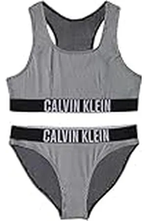 Calvin Klein Jeans Conjunto de bikini bralette Niñas Bralette Bikini Set de canalé, , 8-10 Años