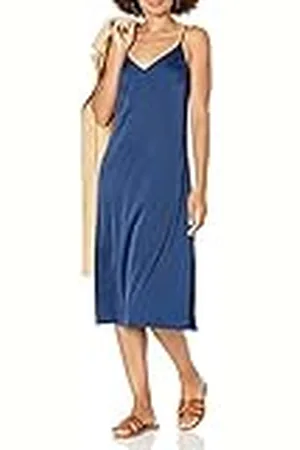 THE DROP Ana Silky vestido de cuello en V Midi Slip para Mujer, , L