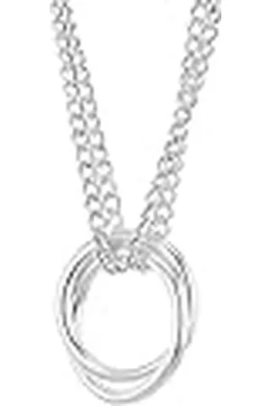 Amazon Collar ajustable con cadena doble tipo grillete y anillos enlazados en esterlina, 41 a 46 cm