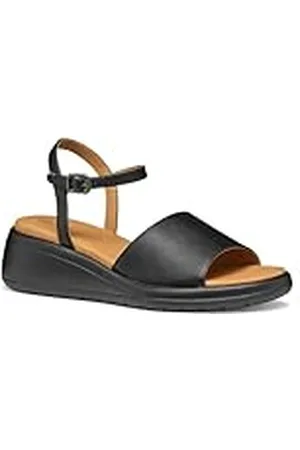 Geox D MELICONIA A, Sandalia de cuña Mujer, Black, 39 EU