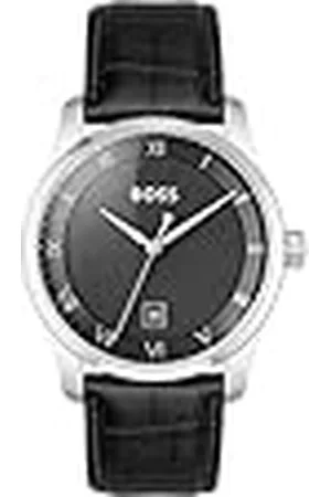 HUGO BOSS Reloj con Movimiento de Cuarzo de Tres Manecillas para Hombre Colección Principle con Correa de Cuero Negro - 1514122