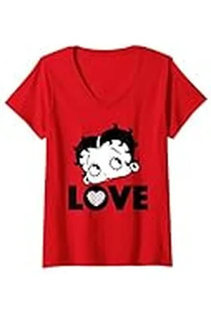 Betty Boop Mujer Love Face Polka Heart Camiseta Cuello V