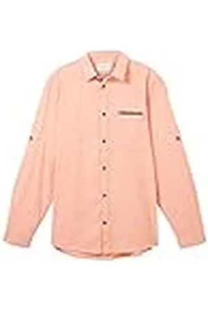 TOM TAILOR 1036237 Camisa, 31850-Naranja White Chambray, M para Hombre