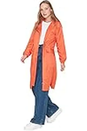 Trendyol Abrigo de Mujer Regular Parkas Liso Tejido Capa, , 40