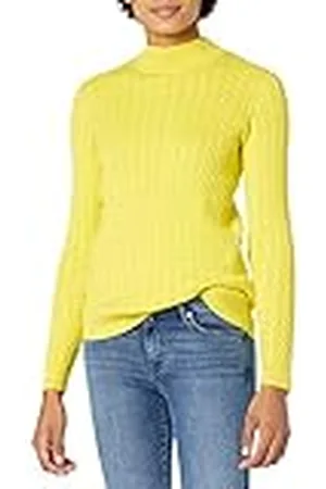 Amazon Jersey Trenzado Ligero de Manga Larga con Cuello Perkins y Corte Clásico Mujer, , S