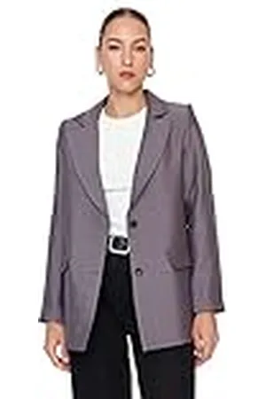 Trendyol Blazer Regular Liso de Doble Botonadura Abrigo, , 66 para Mujer