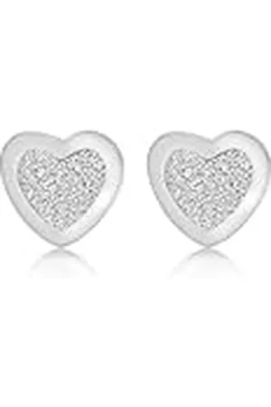 Amazon Pendientes de botón en forma de corazón con efecto polvo de estrellas en esterlina