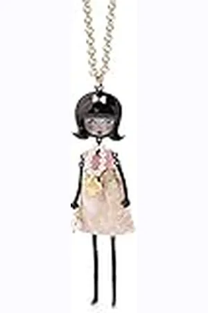 Le carose Collar para mujer de la colección Joie. Collar Flappers fabricado en bronce con baño galvánico dorado. Muñeca con top y falda Beige. Tamaño: 80 cm de largo. Tamaño Bambo, M, Bronce Oro