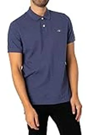 GANT Reg Shield SS Pique Polo Camisa, Dark Jeansblue Melange, L para Hombre