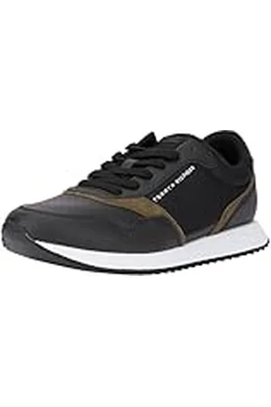 Tommy Hilfiger Runner Sneaker Hombre Seasonal Mix Low Top, (Black), 41 EU