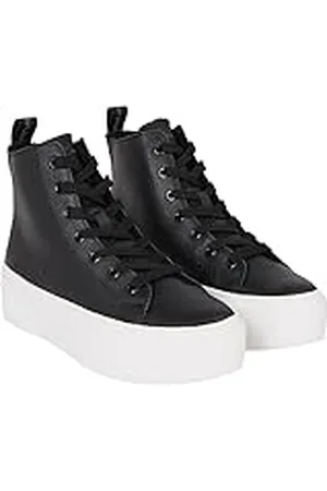Calvin Klein Jeans Mujer Sneaker con suela cupsole Cupsole Flatform Mid Zapatillas, Negro (Black/Bright White), 39 EU