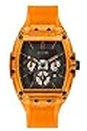 Guess Trend Casual Tonneau Diamond - Reloj para Hombre, 43 mm, Esfera Negra, Caja y Pulsera de Acero Inoxidable, , Deportivo/Casual