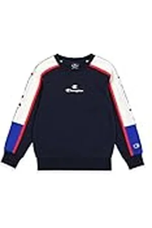 Champion Legacy Retro Sport B (306857) - Sudadera con cuello redondo y forro polar ultraligero, suave y compacto, azul marino/blanco (NNY/WHT/CRD), 5-6 años (XS) Niños FW24