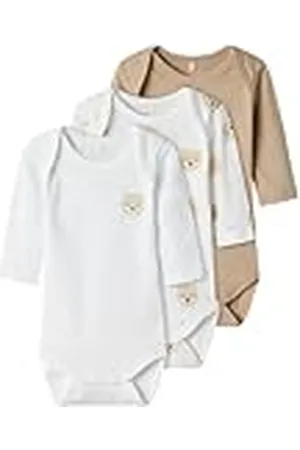 NAME IT NBNBODY 3P LS Bear Noos Body de Manga Larga, , 62 (Pack de 3) Bebé Unisex