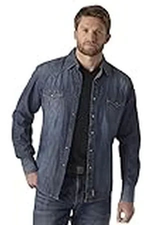 Wrangler Camisa Retro de Manga Larga con Dos Bolsillos a presión, , XL para Hombre