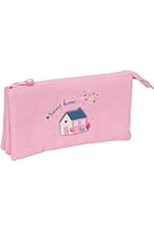 Glowlab KIDS SWEET HOME - Portatodo Triple, Tejido Reciclable, Estuche Infantil, Estuche Niño, Ideal para Niños en Edad Escolar, Cómodo y Versátil, Calidad y Resistencia, 22x3x12 cm, Color