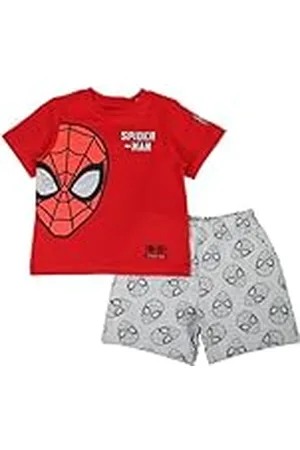 Disney SPIDERMAN, Conjunto de 2 piezas, Camiseta + Pantalones cortos, Niños, (2 a 8 años), Unisex, Niño, Niña, Suave, Lindo, Cálido, Camiseta, Pantalones cortos, MARVEL, Modelo SP S 52041636 S1-6A ROUGE