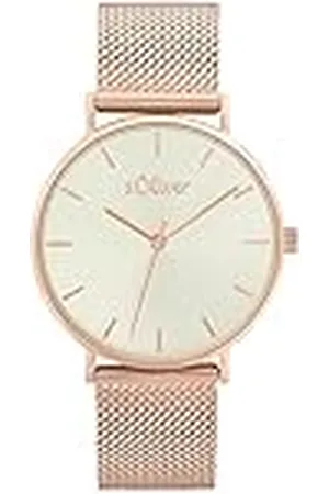 QS by s.Oliver Reloj de pulsera analógico de cuarzo para señora, con brazalete de acero inoxidable, color rosa, hermético 3 bar, se entrega en estuche de regalo