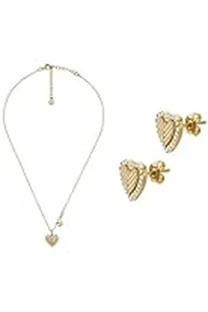 Emporio Armani Mujer Collar y Aretes de Plata de Ley Dorado, Set