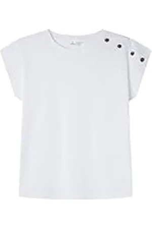 Springfield Camiseta de Manga Corta con Tapeta pequeña Hombro Botones algodón, , M para Mujer