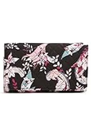 Vera Bradley Cartera de Mano Triple de algodón para Mujer con protección RFID, Cachemira botánica, Talla única