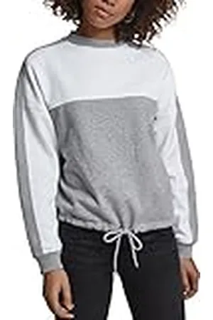 Urban classics Mujer de Gran tamaño de 2 Tonos a Rayas tripuladas Suéter, Multicolor (Gris/Blanco 01219), XS