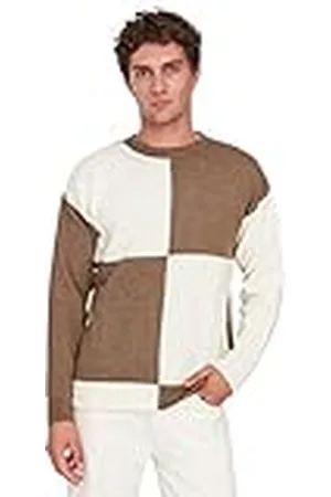 Trendyol Suéter Regular de Cuello Redondo con Bloques de Color Sudadera, , S para Hombre