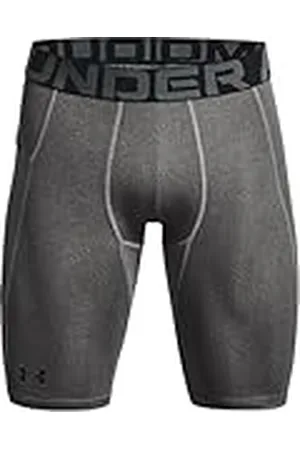 Under Armour UA HG Armour Long Shorts Pantalones deportivos cortos, shorts para hombre transpirables y de secado rápido, color gris carbón/negro