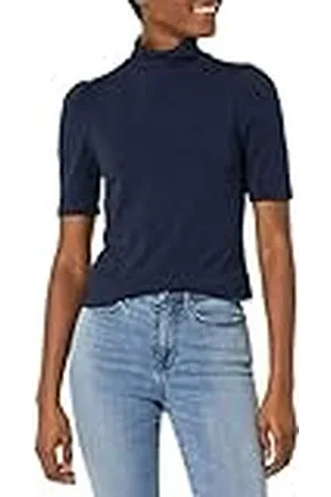 Amazon Jersey en Modal de Algodón de Cuello y Manga Abullonada Drapeada Mujer, , L