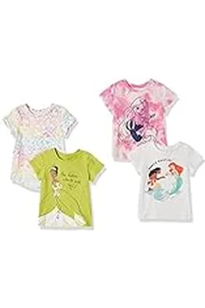 Amazon Disney | Marvel | Star Wars | Frozen | Princess Camisetas de Manga Corta Niña, Pack de 4, , 3 años