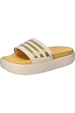 adidas Mujer Adilette Platform Slides, crystal sand/gold met/semi spark, 43 EU