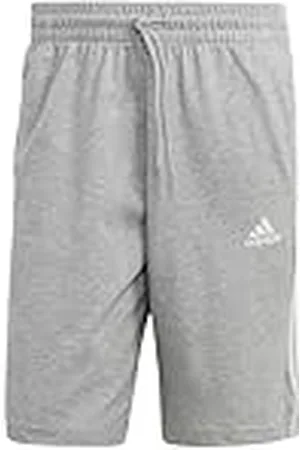 adidas Hombre Essentials Single Jersey 3-Stripes Shorts, Medium Grey Heather/White, S