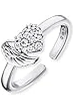 Engelsrufer Anillo para mujer de de ley con alas y corazón, tamaño ajustable, sin níquel, talla única, de ley, Zirconia cúbica