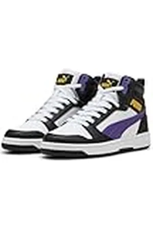PUMA Rebound V6 Mid JR, Zapatillas, White-Team Violet Black, 38 EU