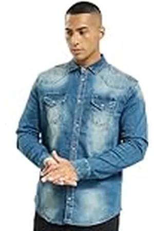 Brandit Riley Denim Shirt Long Sleeve, color: denim blue, size: M