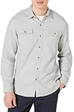 Amazon Camisa Entallada de Franela con Dos Bolsillos y Manga Larga Hombre, , L