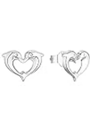 Amor Pendientes de de ley 925, pendientes para niñas, 0,8 cm, , delfín, en caja de regalo, 2028672