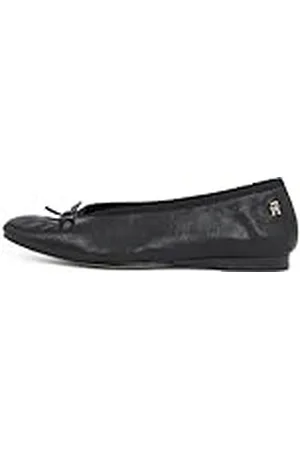 Tommy Hilfiger Bailarinas Mujer Soft Leather con lazo, (Black), 42