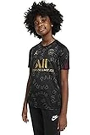 Nike Paris Saint-Germain Temporada 2020/21-PSG Y NK Dry Top SS PM CLCK9751-010 Camiseta, Niño, Black/Bordeaux/Truly Gold no sponsor-3rd, S