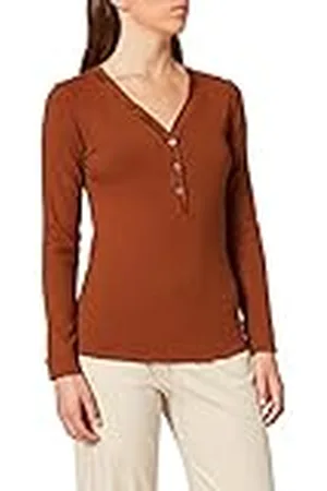 Scotch&Soda Classic Grandad con Cuello de Pico Profundo en Mezcla Ecovero Camisa Henley, , M para Mujer