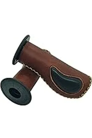 ONE By Camamoto - Puños para Manillar de Moto (77344305, Juego de par de puños de Piel de Color Negro y marrón, Compatible con Motos Scooters, Ideales también para Bicicletas con Agarre óptimo