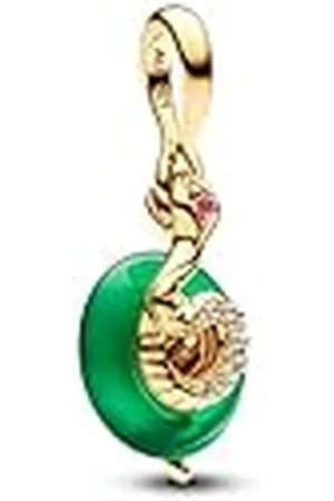PANDORA Moments 763617C01 - Colgante de serpiente de cristal de Murano con aleación de metal chapado en oro, compatible con pulseras Moments y ME, Grün, Plata de ley, Circonita cúbica