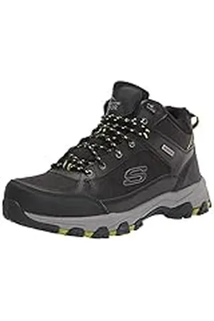 Skechers SELMEN MELANO, Botas para senderismo para Hombre, Black Leather W/ Synthetic & Mesh, 46 EU