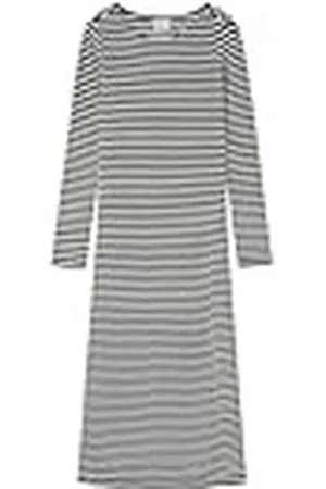Springfield Vestido Midi Rayas Tejido Cortado Y Cosido canalé, , XS para Mujer