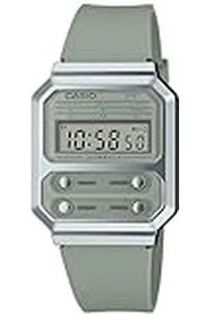 Casio Reloj Cuarzo Unisex 33.00mm con dial Digital Verde y Correa de Plastic/Resin Bracelet Verde A100WEF-3AEF