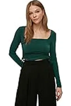 Trendyol Woman Fitted Bodycon Square Collar Knit Blouse Camisa, Emerald Green, L para Mujer