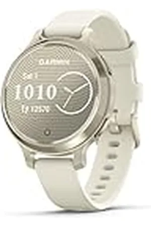 Garmin Lily 2 Active, Reloj Inteligente con GPS, Diseño Elegante, Datos de Salud y Forma Física, Pantalla Táctil, Notificaciones Inteligentes, Autonomía hasta 9 días, Dorado con Correa Blanca