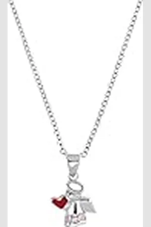 Amor Collar con colgante de plata de ley 925 collar de niña, con sintetizador de circonita cúbica, 35+3 cm, plata, ángel/corazón, Viene en caja de regalo de joyería